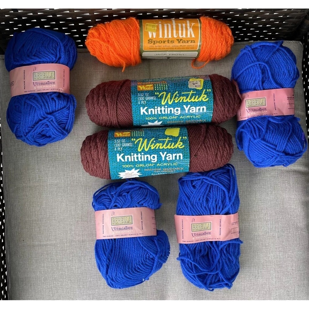 Vntg Lot Woolco Wintuk Knitting Yarn Orlon Acrylic Sports Yarn Bella Germantown